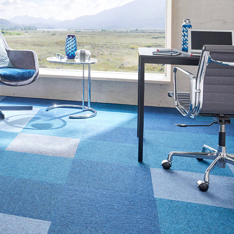 modular carpet tiles in an office room