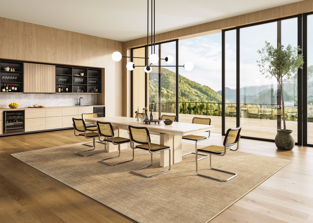 polypropylene rug under dining table