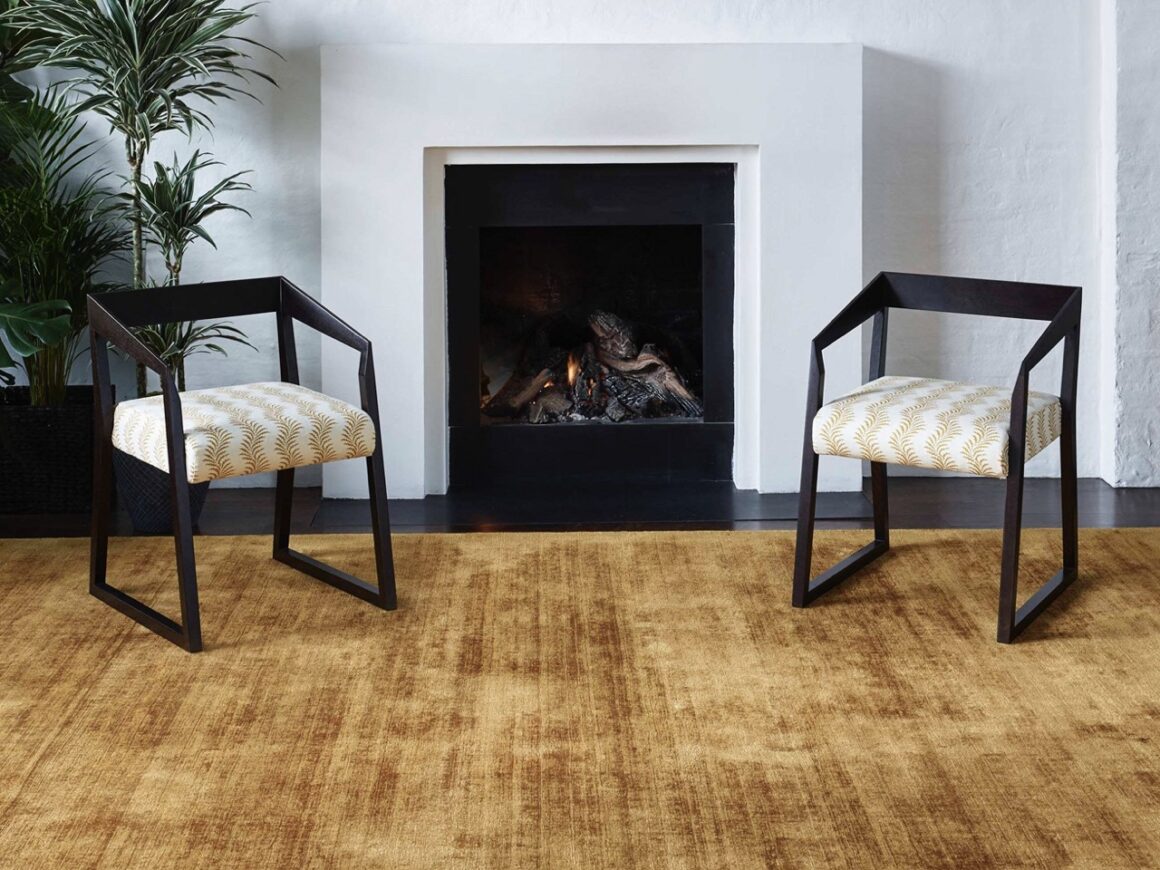 tencel rug in sitting room by fireplace