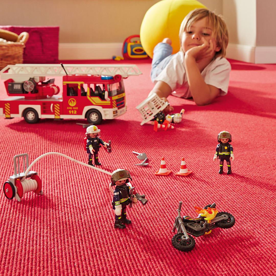 tretford carpet installed in a children's playroom, color red