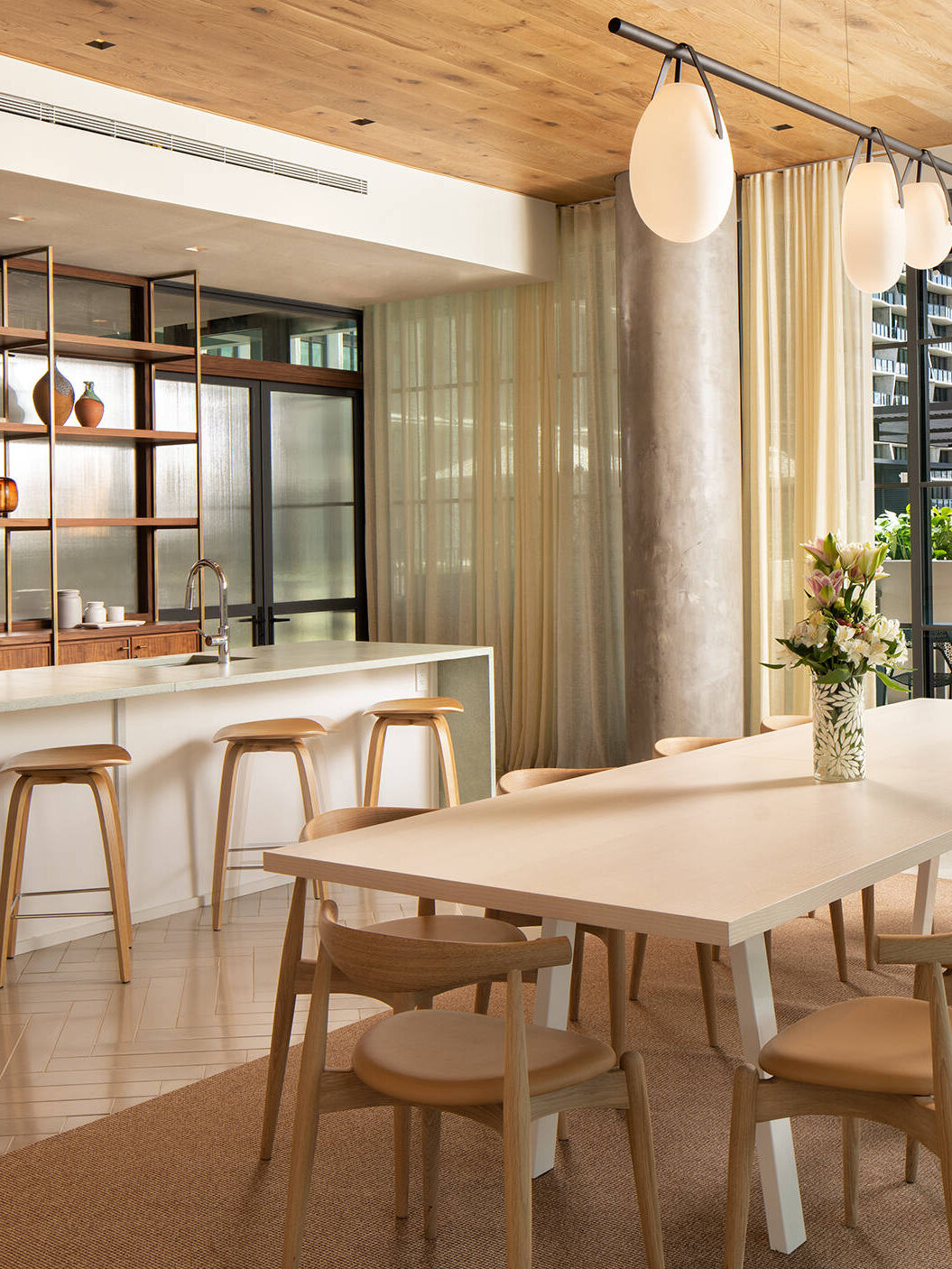 synthetic sisal rug in a mixed-use space in a commercial building
